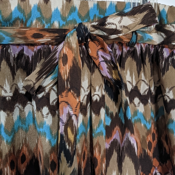 Multicolor tie waist boho silky maxi skirt - Picture 5 of 6